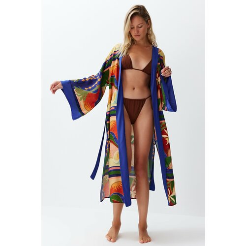 Trendyol Abstract Pattern Belted Maxi Woven Kimono & Kaftan Slike