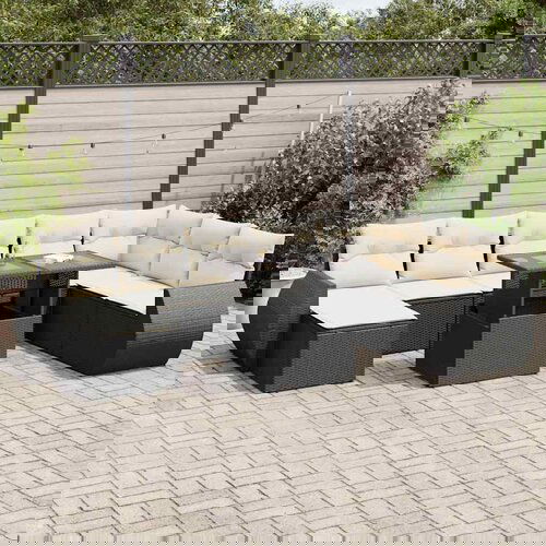 vidaXL 9-dijelni set vrtnih sofa s jastucima crni od poliratana Cijene