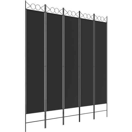  pregrada s 5 panela crna 200x220 cm od tkanine Slike