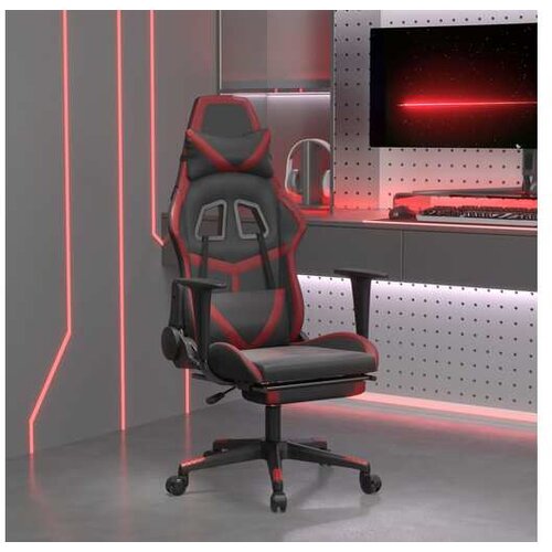  Gaming stol z oporo za noge črno in vinsko rdeče umetno usnje Cene
