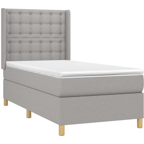 Box spring krevet s madracem svjetlosivi 90x190 cm od tkanine Slike