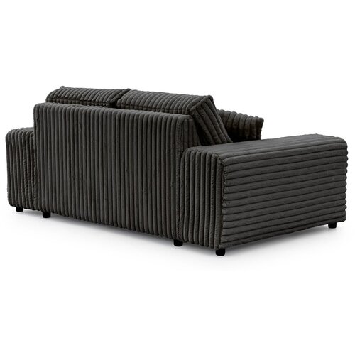Ropez Temno siva sedežna garnitura iz rebrastega žameta 178 cm Justin &amp;ndash; Slike