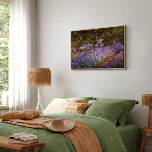  Slika - Claude Monet &amp;ndash; The Artist&amp;rsquo;s Garden at Giverny 90x60 U prirodnom drvenom okviru Slike