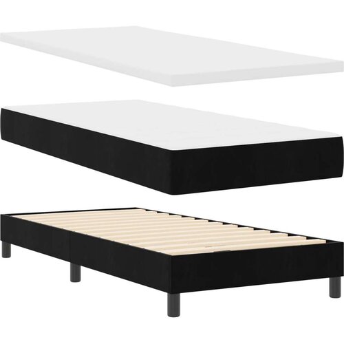 vidaXL Box Spring Postelja z Vzmetnico Črna 100x200 cm Žamet Cene