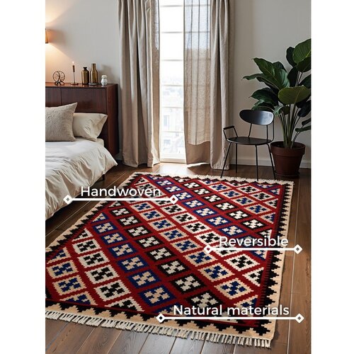 Hanse Home Rdeča obojestranska ročno tkana volnena preproga 120x170 cm Kamal Rami &amp;ndash; Nouristan Slike