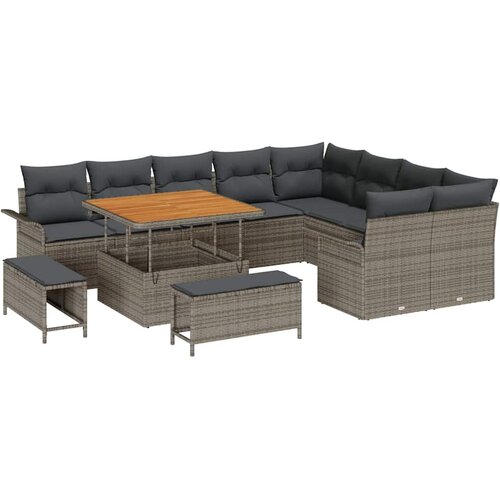  Sjedeća garnitura za vrt 12 kom. Siva poliratan 297.4 x 234 x 85 cm Slike
