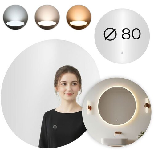 Modern Home LED kupaonsko ogledalo 80 cm &ndash; 3 boje svjetla, dodirni prekidač Cijene