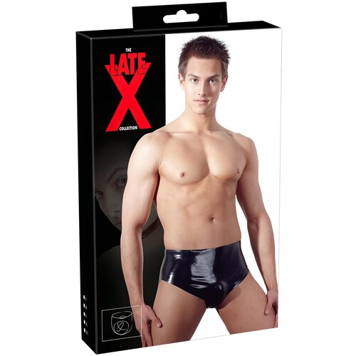 Latex mu&amp;scaron;ko donje rublje s unutarnjim stožastim analnim dildom (crno) - M Slike