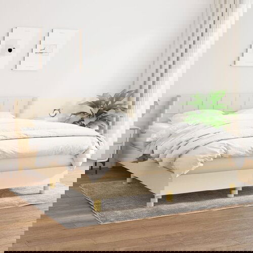 The Living Store Box spring postelja z vzmetnico krem 140x200 cm blago - Box Spring Postelja, (21503868) Cene