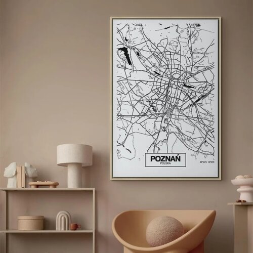  Slika - City Plan: Poznan (1 Part) Vertical 80x120 U prirodnom drvenom okviru Slike