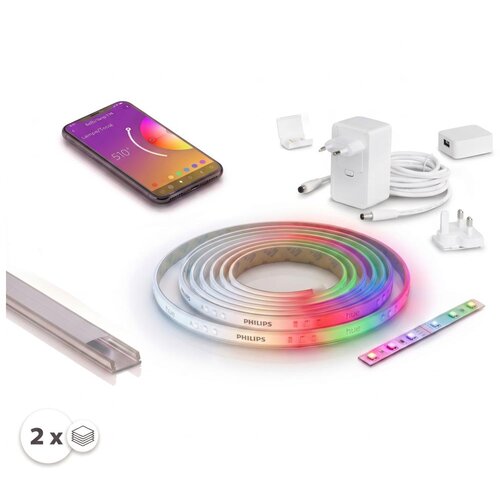  Komplet 1x LED RGBW traka WHITE AND COLOR LED/20W/230V 2 m + 2x ugradni profil 1 m Slike