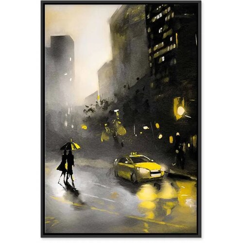  Slika - City Glow (1 Part) Vertical 60x90 U crnom drvenom okviru Slike