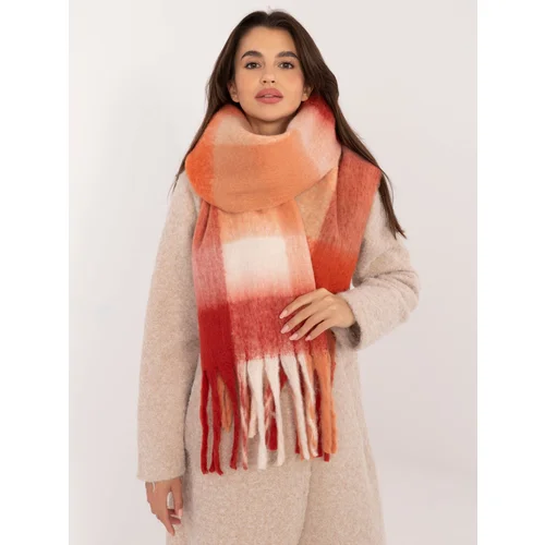 Fashion Hunters Red and orange winter scarf with fringe