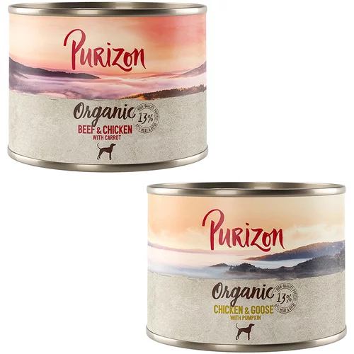 Purizon Organic 6 x 200 g - Mešani paket: 3 x piščanec in gos, 3 x govedina in piščanec
