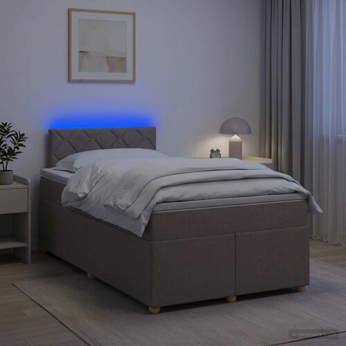  Boxspring krevet s madracem Sivosmeđa 120 x 200 cm Tkanina - Sivosmeđa 120 x 200 cm Dizajn s rombovima Slike