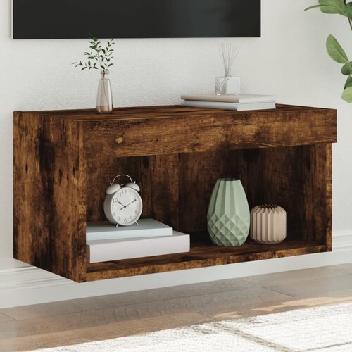 TV ormarić s LED svjetlima boja dimljenog hrasta 60x30x30 cm Cene