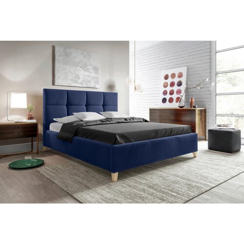 CARRYHOME OBLAZINJENA POSTELJA 140 cm x 200 cm , tekstil temno modra Slike