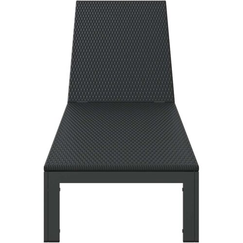 VidaXL Črn Poli ratan 200 x 54 x 27 cm Ergonomski Zložljiv ležalnik Slike