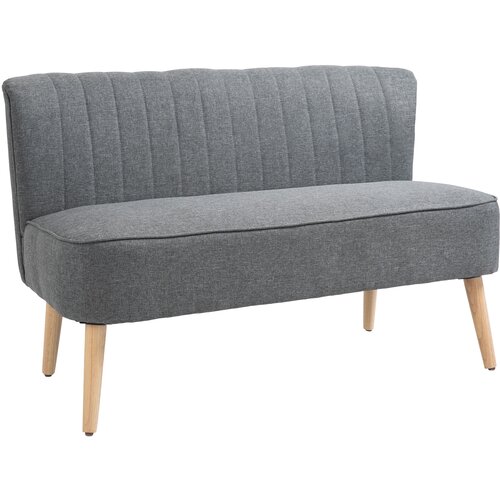 HOMCOM dvosedežna sodobna tkaninska zofa brez naslonjal za roke, lesen okvir in noge, 117x56,5x77cm svetlo siva, (20745056) Cene