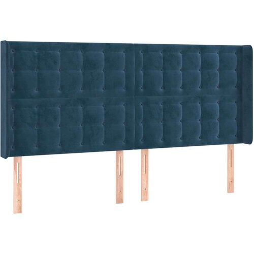  Uzglavlje tamnoplavo 203 x 16 x 118/128 cm od tkanine Slike