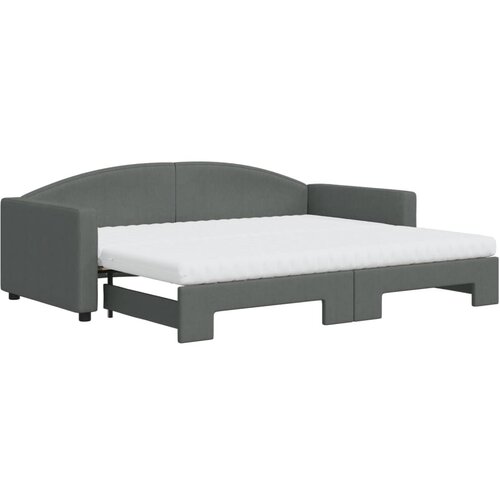 vidaXL izvlečna dnevna postelja z vzmetnico tem. siva 90x200 cm blago, (20937918) Cene