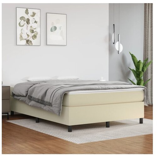vidaXL Krevet s oprugama i madracem krem 140 x 190 cm od umjetne kože Cene