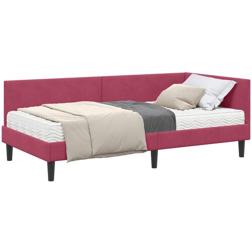  Kutni krevetni okvir s madracem 2 kom. Vinska crvena 80 x 200 cm Slike