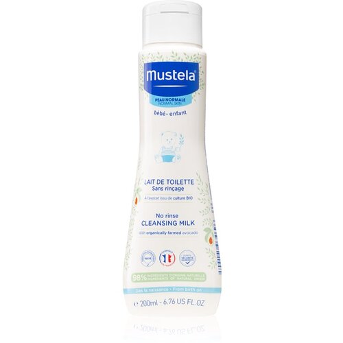 Mustela B&amp;eacute;b&amp;eacute; no rinse cleansing milk čistilni losjon za telo, primeren za otroke od rojstva dalje 200 ml za otroke Slike
