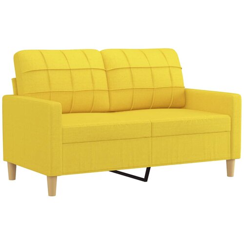  2-dijelni set sofa s jastucima svjetložuti od tkanine Žuta Slike