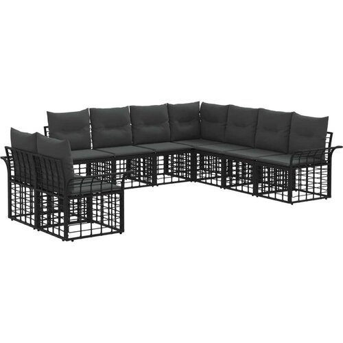  Set vanjskih sofa s jastukom 9 pcs Crna i tamno siva Poliester Cijene