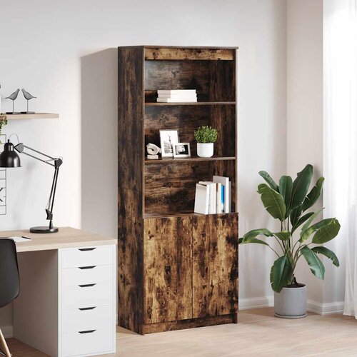  Visoka komoda dimljeni hrast 70x35x180 cm konstruiranog drva Cijene