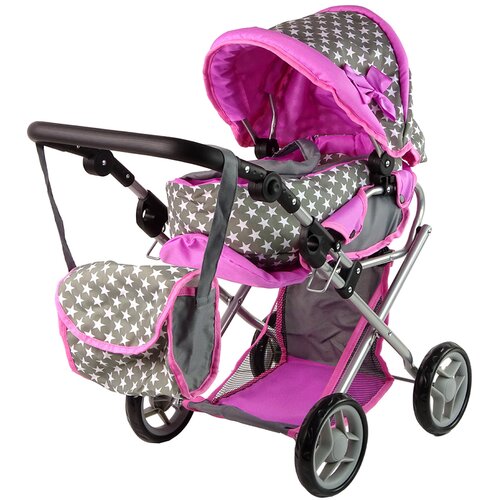 Kolica za lutke + torba 2u1 Stars - sivi Slike