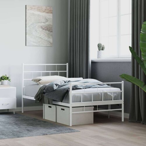 Metalni okvir kreveta uzglavlje i podnožje bijeli 100x190 cm Cijene