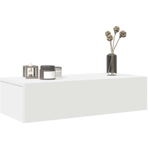 vidaXL Stenska polica s predali bel 60x26,5x15 cm inženirski les Cene