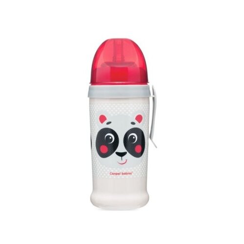 Canpol babies solja sa slamcicom 9m+ hello little - 400ml panda beige ( 56/510_bei ) Slike