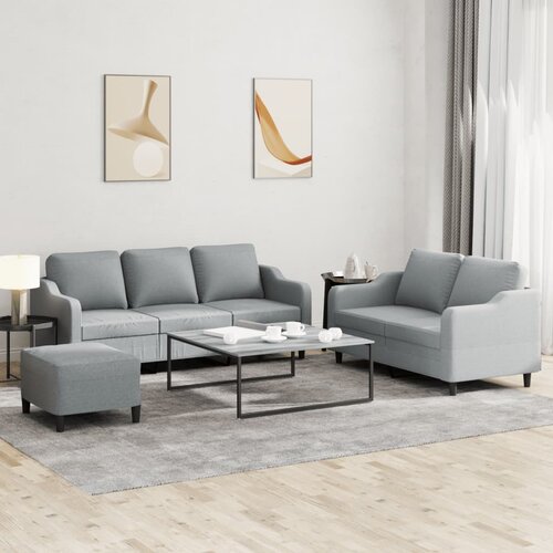  3-dijelni set sofa s jastucima svjetlosivi od tkanine Slike
