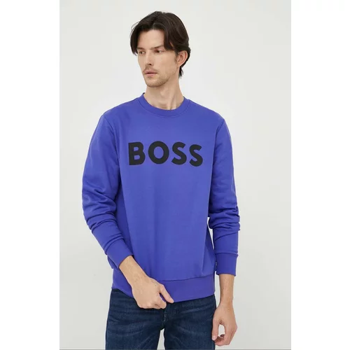 Boss Bombažen pulover moška, vijolična barva
