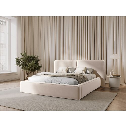 Cosmopolitan Design Krem bar&amp;scaron;unasti tapecirani bračni krevet s prostorom za odlaganje s podnicom 200x200 cm Arendal &amp;ndash; Slike