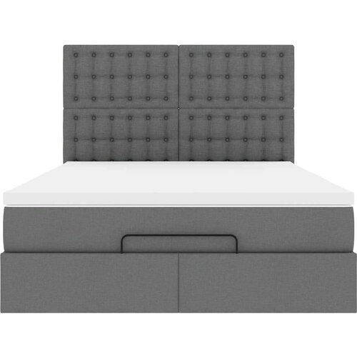 VidaXL otomanski okvir kreveta s madraca tamnosivi 140x200cm tkanine Slike