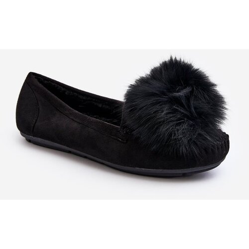 Kesi Women&amp;#039;s loafers with fur black Novas Slike