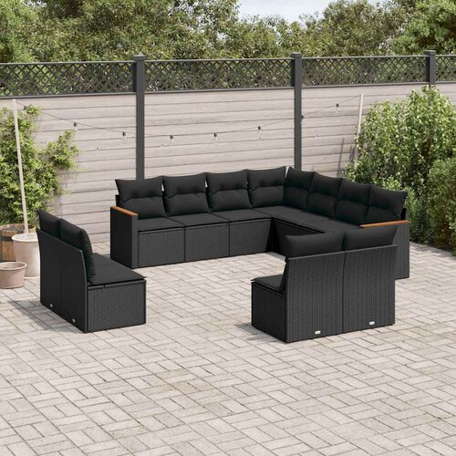  11-dijelni set vrtnih sofa od poliratana s jastucima crni Crna 62 x 62 x 69 cm Cene