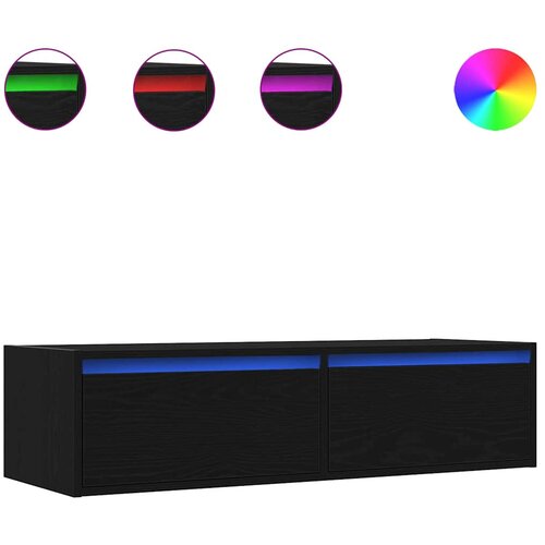 Maison Chic TV omarica - TV stojalo - Televizijska omarica z LED lučmi črna 100X35,5x25 cm, (21698687) Slike