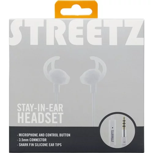 Streetz OŠTEĆENA AMBALAŽA - Slušalice HL-W101, stay-in-ear headset, 1-button remote, 3.5mm, microphone, white