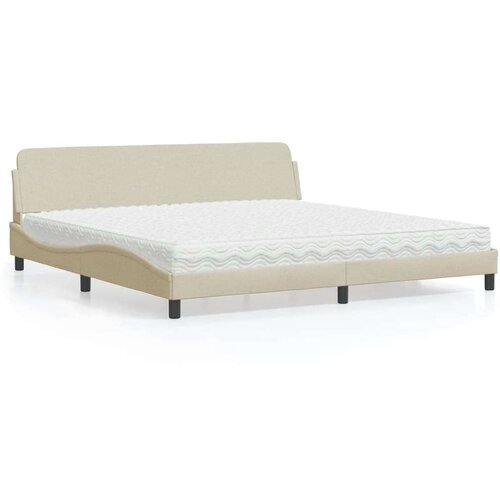  Krevet s madracem krem 200 x 200 cm od tkanine Cene