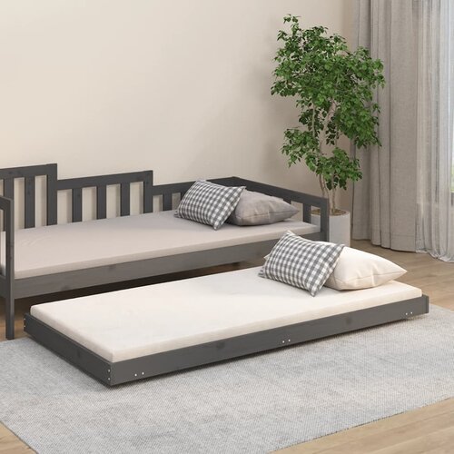 The Living Store Posteljni okvir siv 75x190 cm trdna borovina - Posteljni Okvir, (21524809) Slike