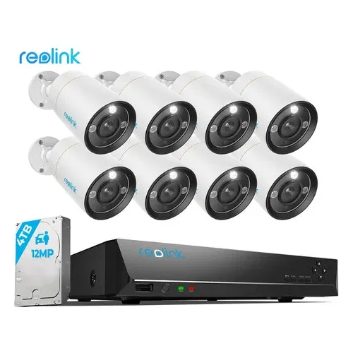 Reolink RLK16-1200B8-A varnostni komplet, 1x NVR snemalna enota (4TB) + 8x IP kamere B1200, zaznavanje gibanja, 4K Ultra HD+, IR LED, dvosmerna komunikacija, aplikacija, IP66