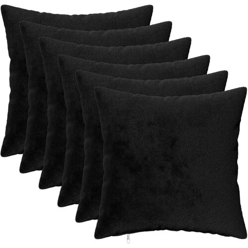  Presvlaka za jastuk 6 pcs HEERLEN Crna 45 x 45 cm Flanel Slike