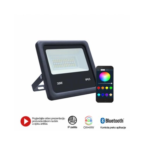  LED REFLEKTOR BR-FL30W-04AZ CRNI RGB/WW/CW BLUETOOTH Cene