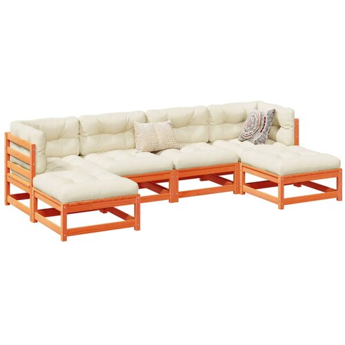 VidaXL 6-dijelni set vrtnih sofa s jastucima vo&amp;scaron;tano smeđi od borovine Slike
