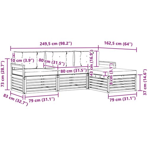  Set vanjskih sofa Prirodna i antracit 249,5 x 162,5 x 73 cm Slike